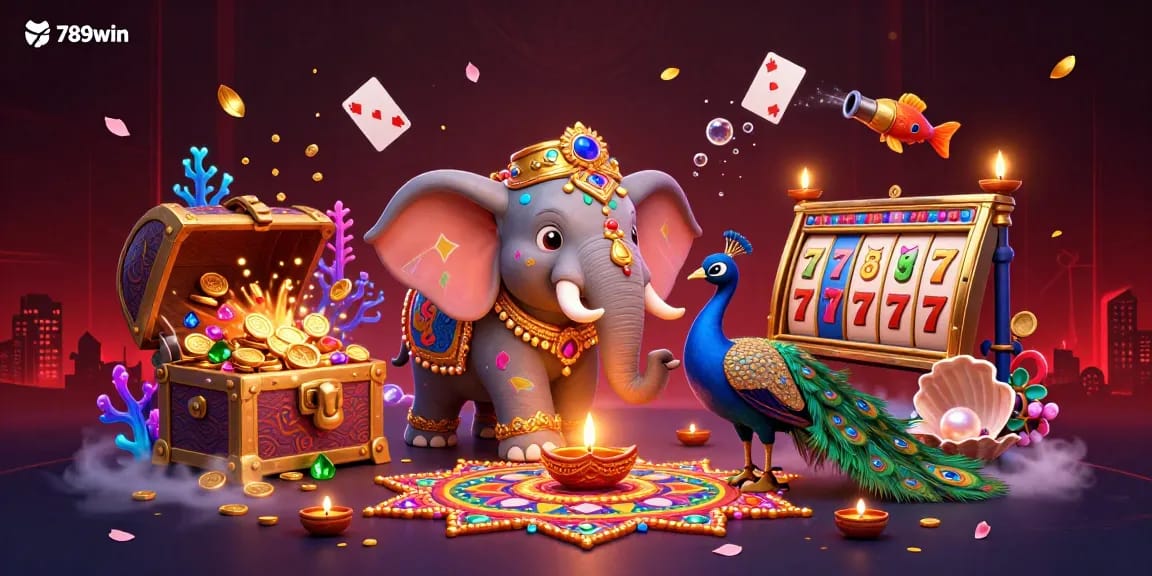 Experience heightened gaming thrills at 789win with a vibrant, 3D-represented casino scene rich in gems and interactive elements.