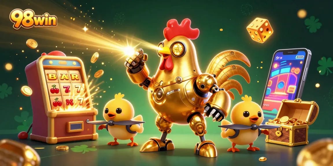 Experience the excitement of 98win with an engaging 3D casino scene brimming with action and vibrant visuals.