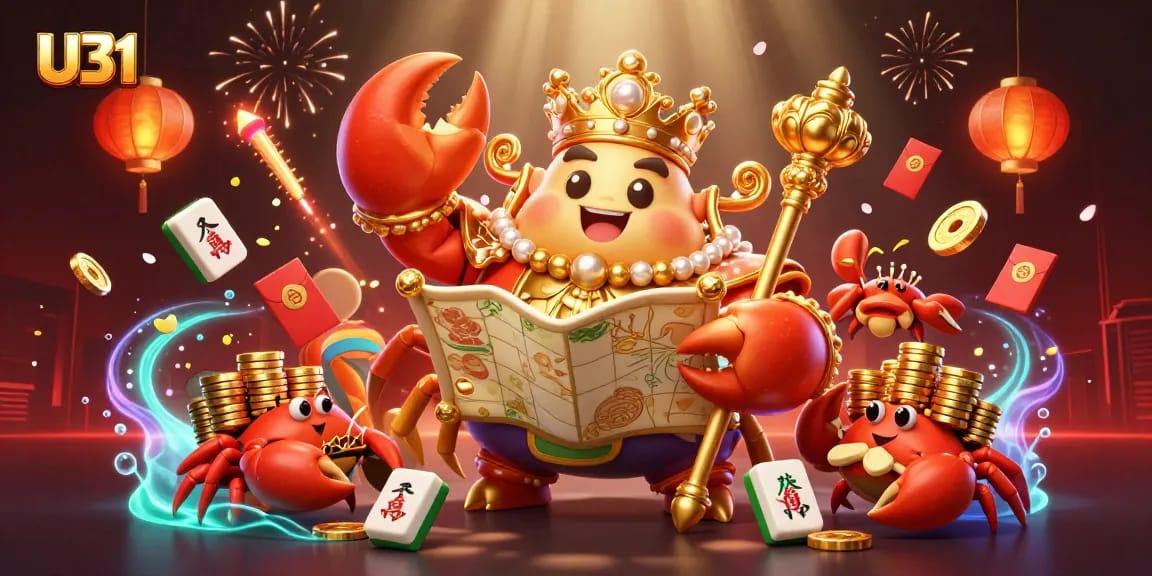 Experience U31 by exploring a vibrant casino scene with the golden crab emperor, treasures, and festive elements.