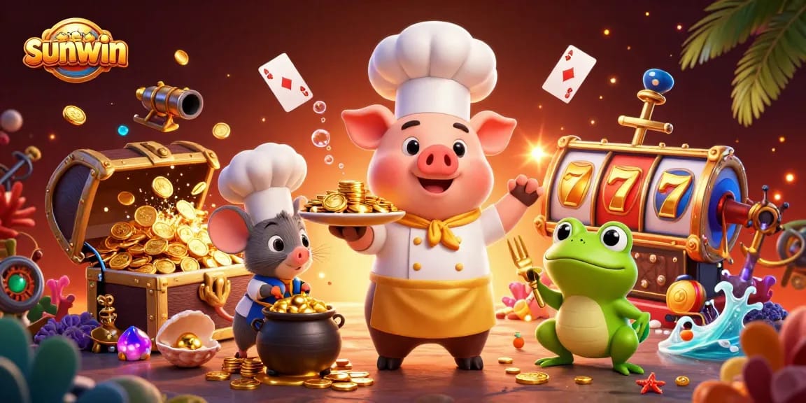 Bet on sunwin with this vibrant 3D illustration highlighting a festive casino scene.