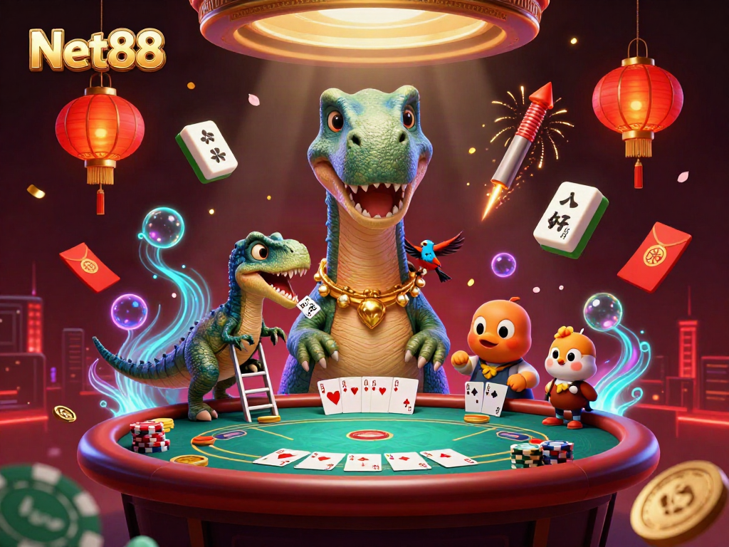 Enhance your gaming experience with Net88's exciting poker scene, featuring vibrant casino elements.
