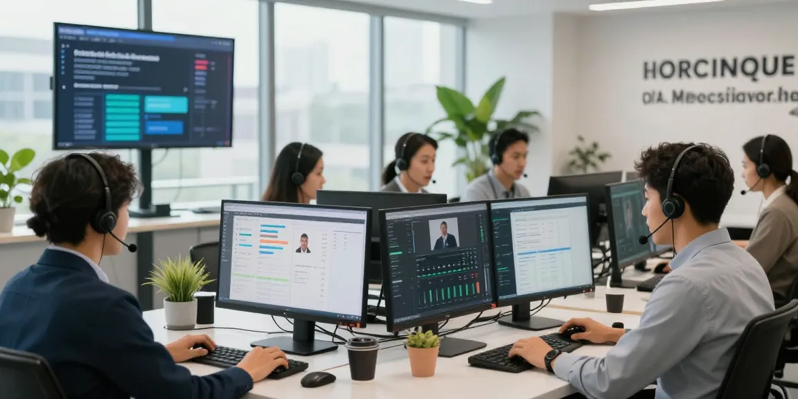 Engaged call centre team using advanced call centre software to improve customer communication.