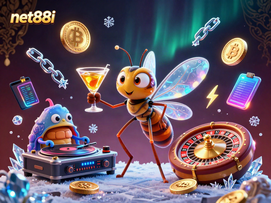 Experience thrilling gameplay with net88i's unique charm, featuring lively casino mascots.