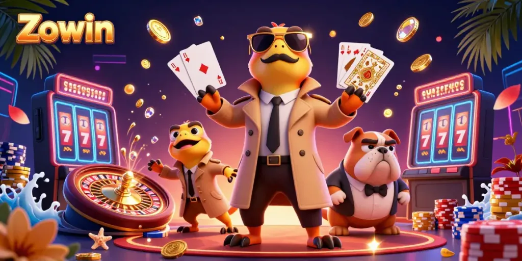 Zowin raptors attempting to enter a VIP lounge amidst dazzling casino elements