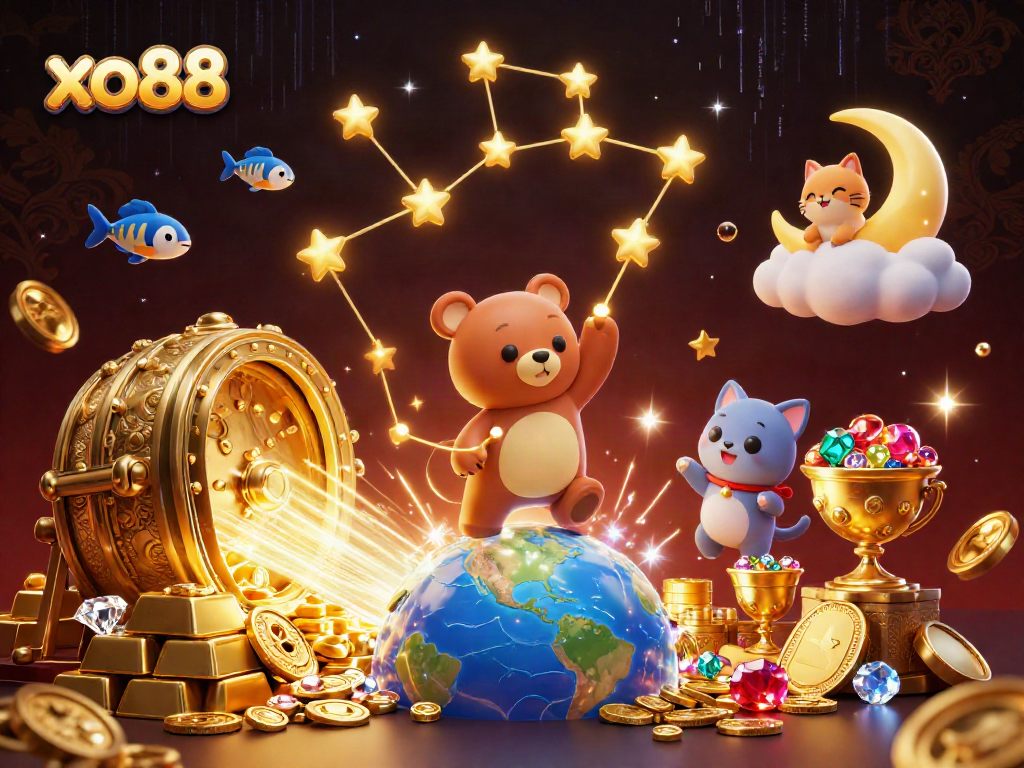 Experience thrilling wins at xo88, featuring a cosmic bear and dazzling treasures in a vibrant casino universe.