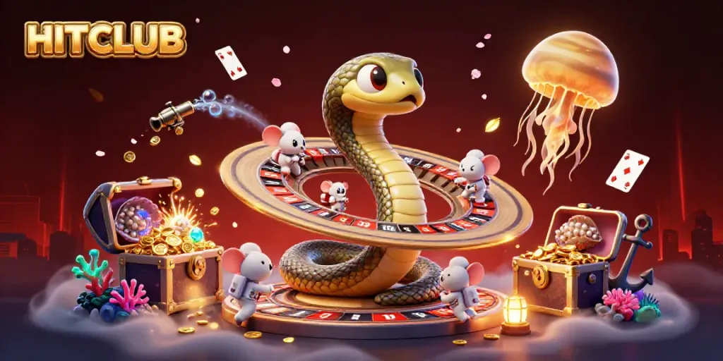 Place bets at HITCLUB with a dynamic 3D illustration of a cosmic roulette scene