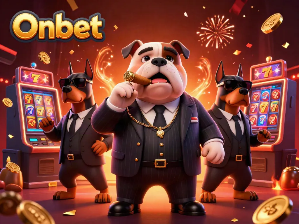 Experience the thrill of winning with Onbet's energetic slot scene featuring lively characters and dynamic elements.
