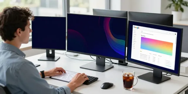 Marketing strategist analyzing instant indexing trends in a modern workspace