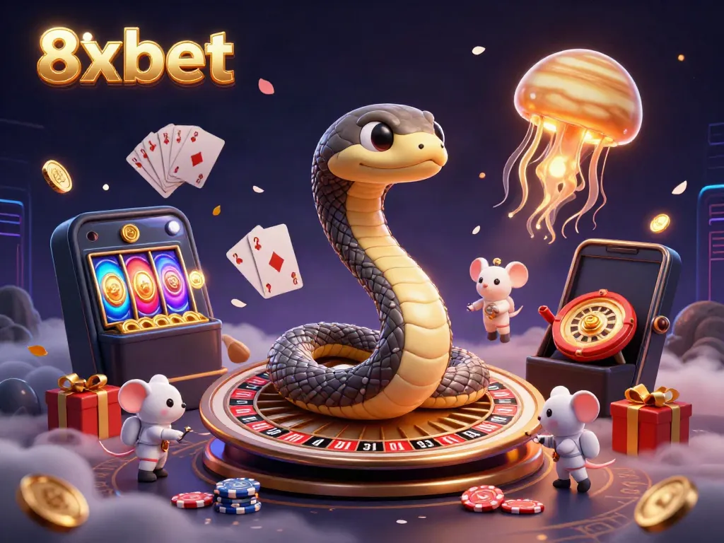 Experience thrilling games at 8xbet with a vibrant cosmic casino scene illustrating unique betting elements.