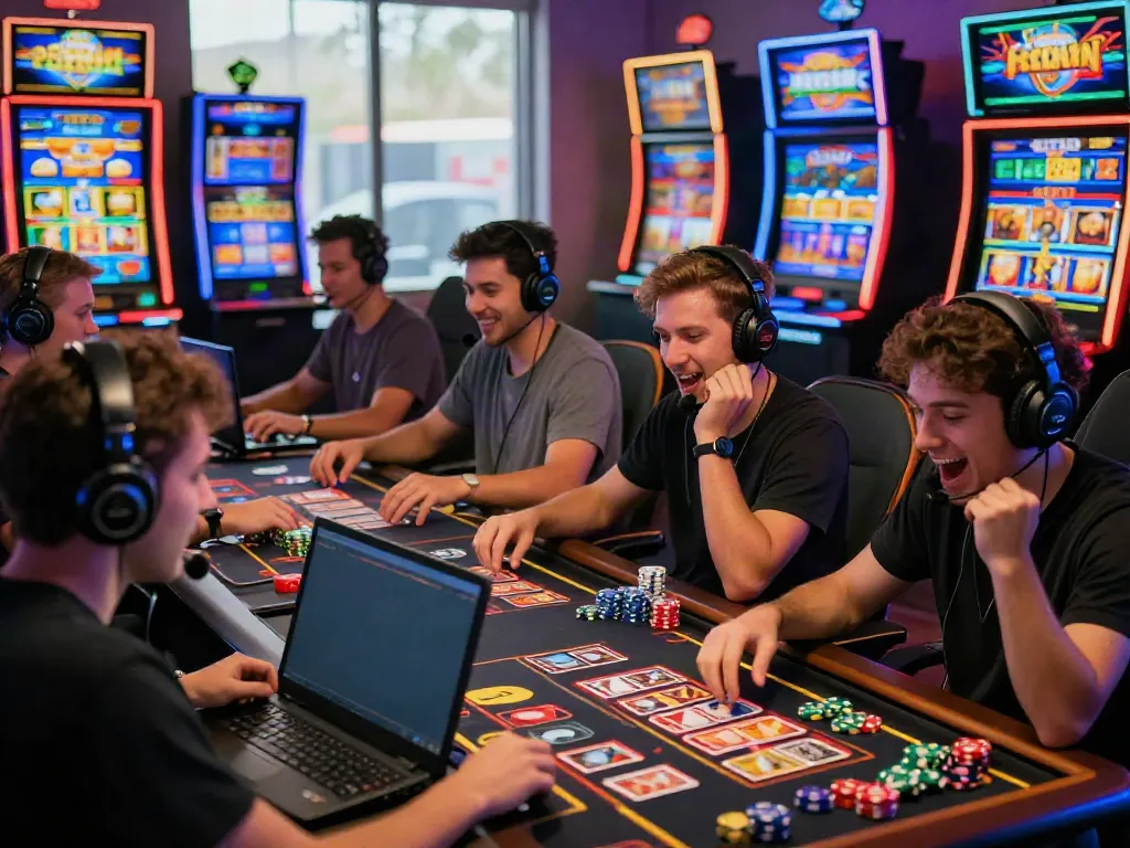Players immersed in an exciting online casino game experience, showcasing Nbet gaming atmosphere.