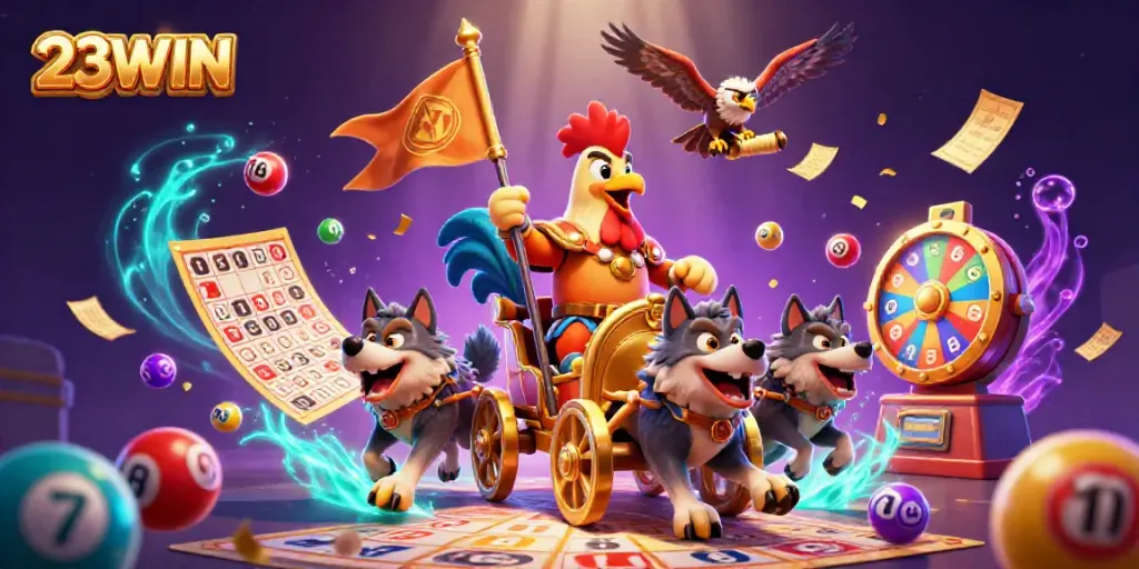 Experience the thrill of winning with 23WIN's vibrant casino adventure scene filled with lottery excitement.