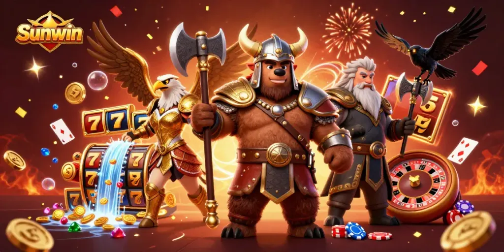 Experience thrilling games at Sunwin, where Viking adventures meet vibrant casino elements.