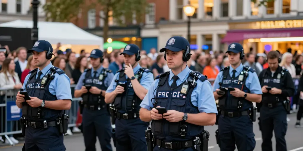 Private Security professionals ensuring safety at a local event, trusted local service, professional team in London.