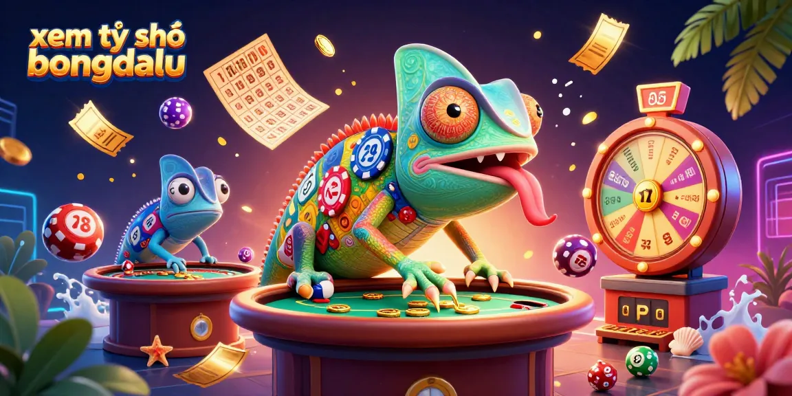 Experience xem tỷ số bongdalu with a vibrant 3D casino illustration of colorful gaming elements.