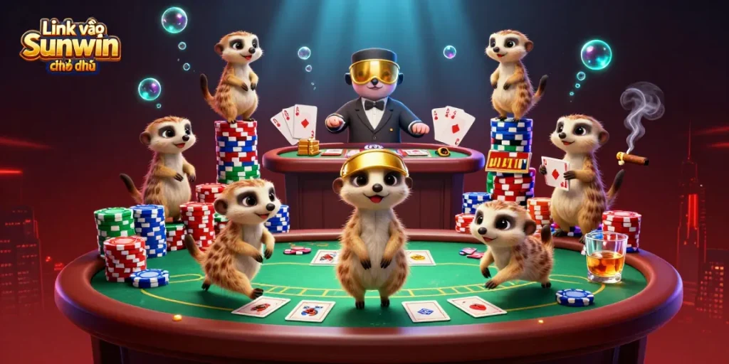Experience the fun with Link vào Sunwin chính thức at this vibrant meerkat casino scene!