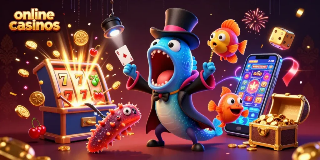 Experience the thrill of online casinos with a magical underwater casino scene featuring enchanting characters.